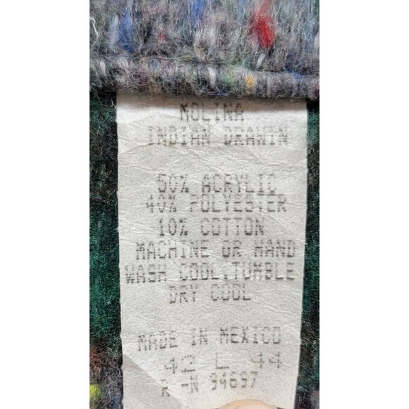 Molina Indian Drawin Southwestern Aztec Zip Up Fleece/Felted Jacket Vintage - Picture 6 of 12